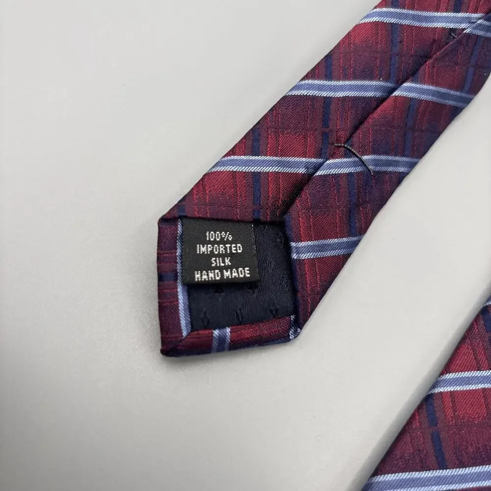 Pronto Uomo 100% Silk Necktie Geometric Blue Red Designer